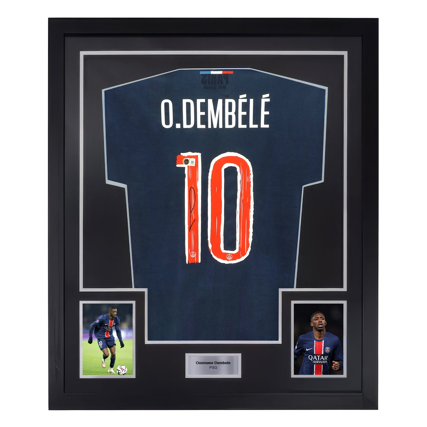 Framed Ousmane Dembele Signed PSG UCL Soccer Jersey #10 with Beckett COA