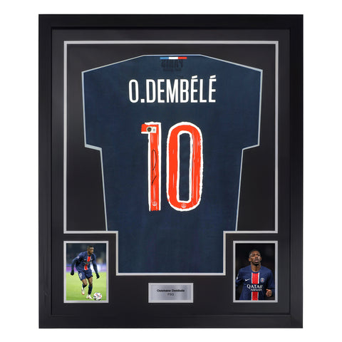 Framed Ousmane Dembele Signed PSG UCL Soccer Jersey #10 with Beckett COA