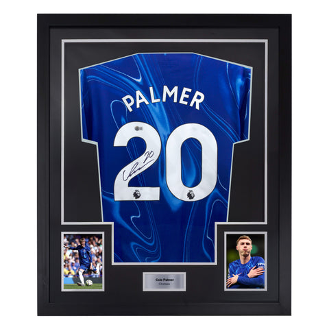 Framed Cole Palmer Signed Chelsea FC Home Soccer Jersey #20 with Beckett COA