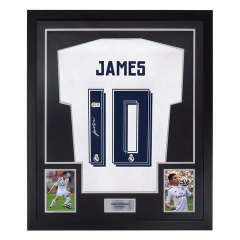 Framed James Rodriguez Signed Real Madrid Soccer Jersey #10 with Beckett Witness