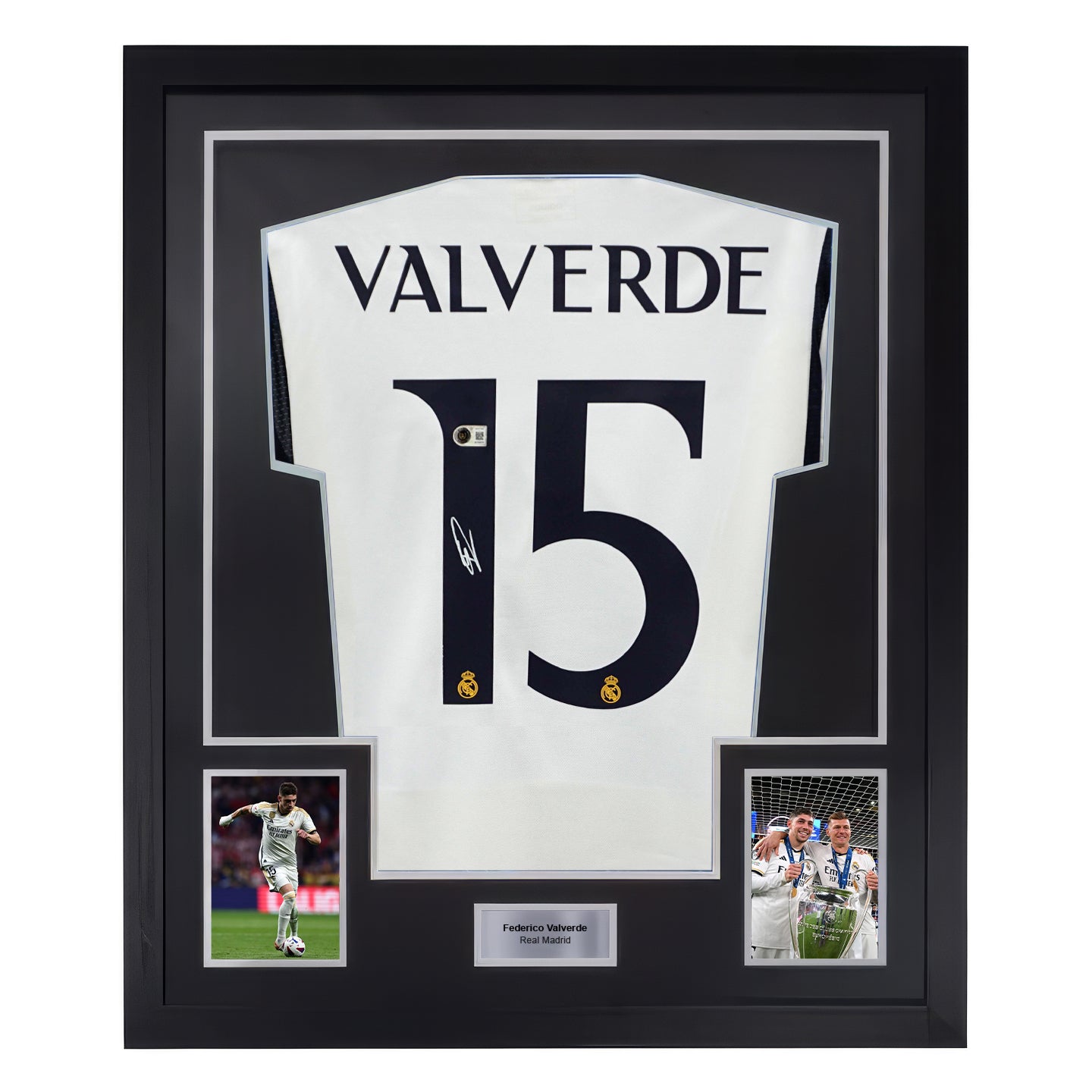 Framed Federico Valverde Signed Real Madrid FC Home Soccer Jersey #15 with Beckett COA