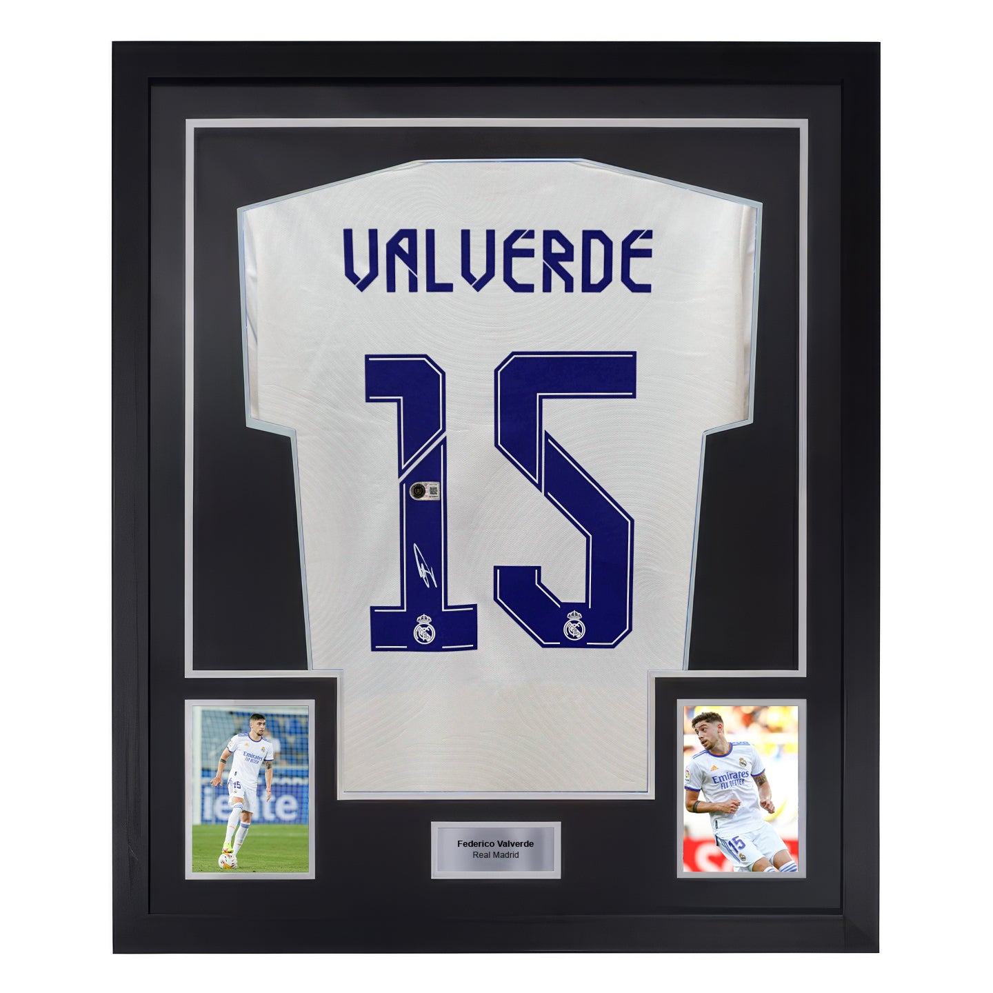 Framed Federico Valverde Signed Real Madrid Home Soccer Jersey #15 with Beckett COA