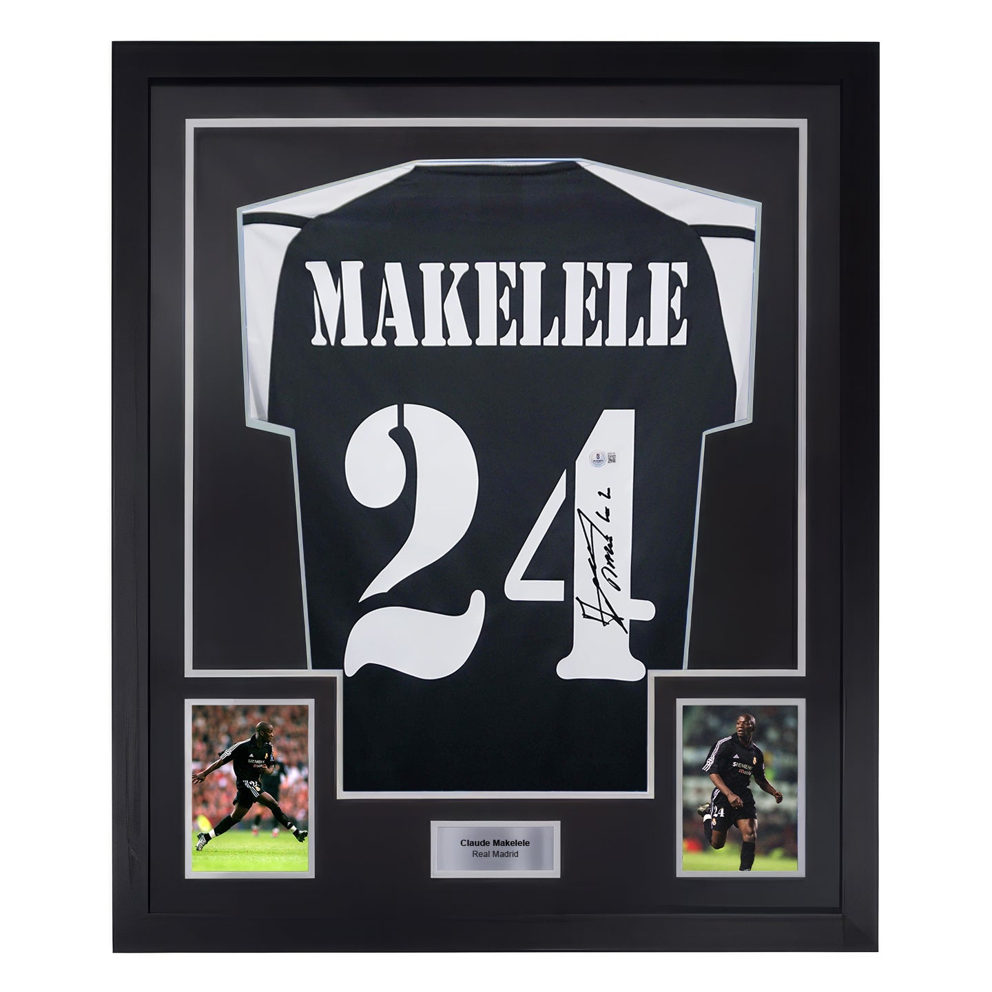Framed Claude Makelele Signed Real Madrid FC Soccer Jersey #24 with Beckett COA