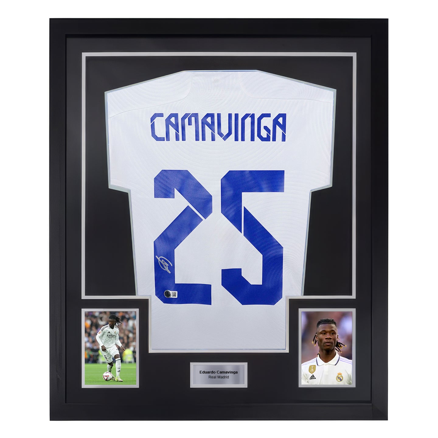 Framed Eduardo Camavinga Signed Real Madrid FC Soccer Jersey #25 with Beckett Witness