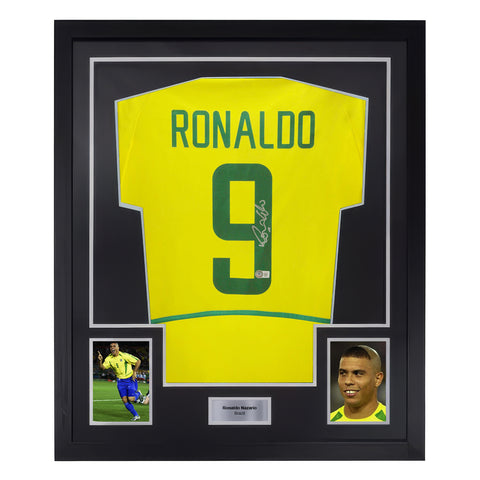 Ronaldo Nazario Signed Brazil FC Home Soccer Jersey #9 with Beckett COA