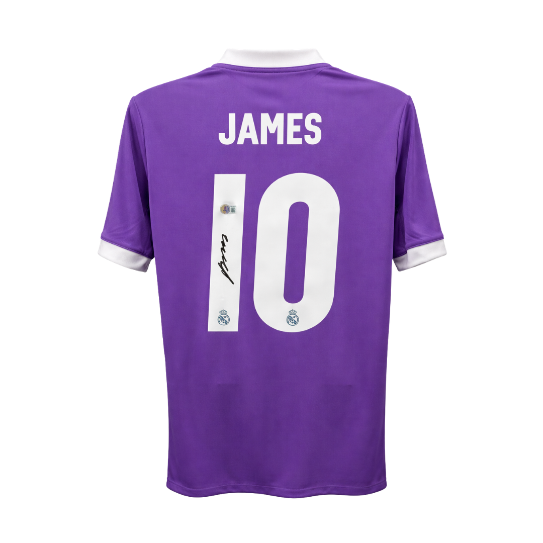 Framed James Rodriguez Signed Real Madrid UCL Soccer Jersey #10 with Beckett Witness
