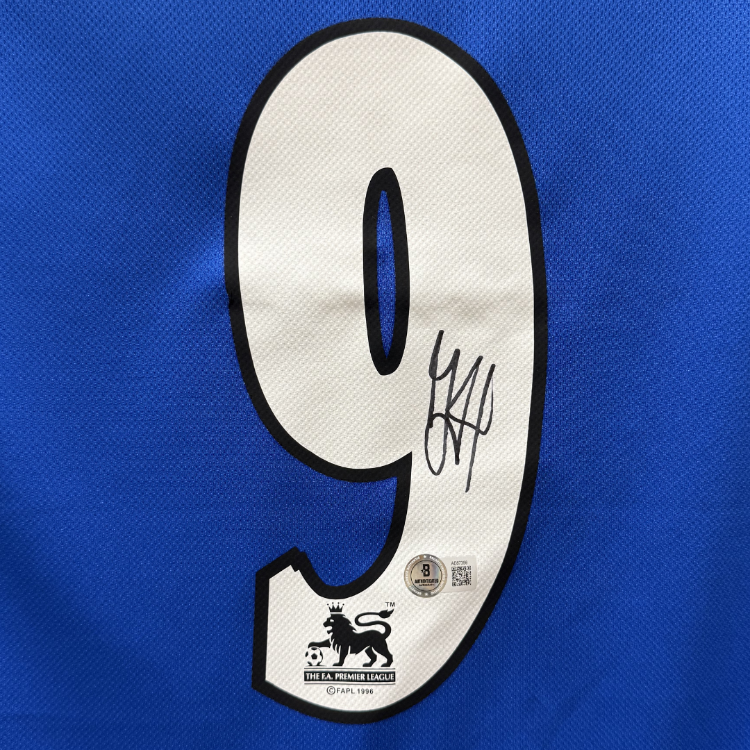 Framed Jimmy Floyd Hasselbaink Signed Chelsea Soccer Jersey #9 with Beckett COA