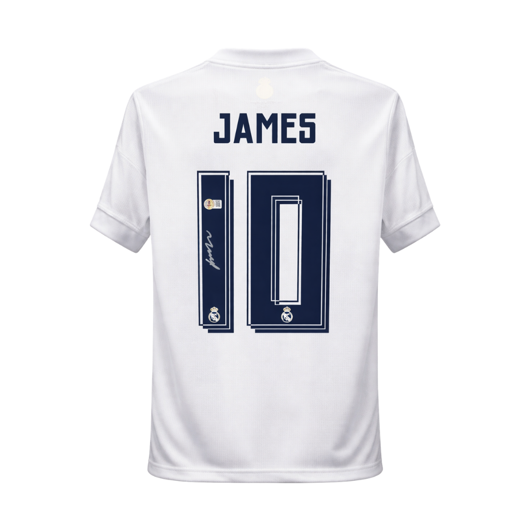 Framed James Rodriguez Signed Real Madrid Soccer Jersey #10 with Beckett Witness