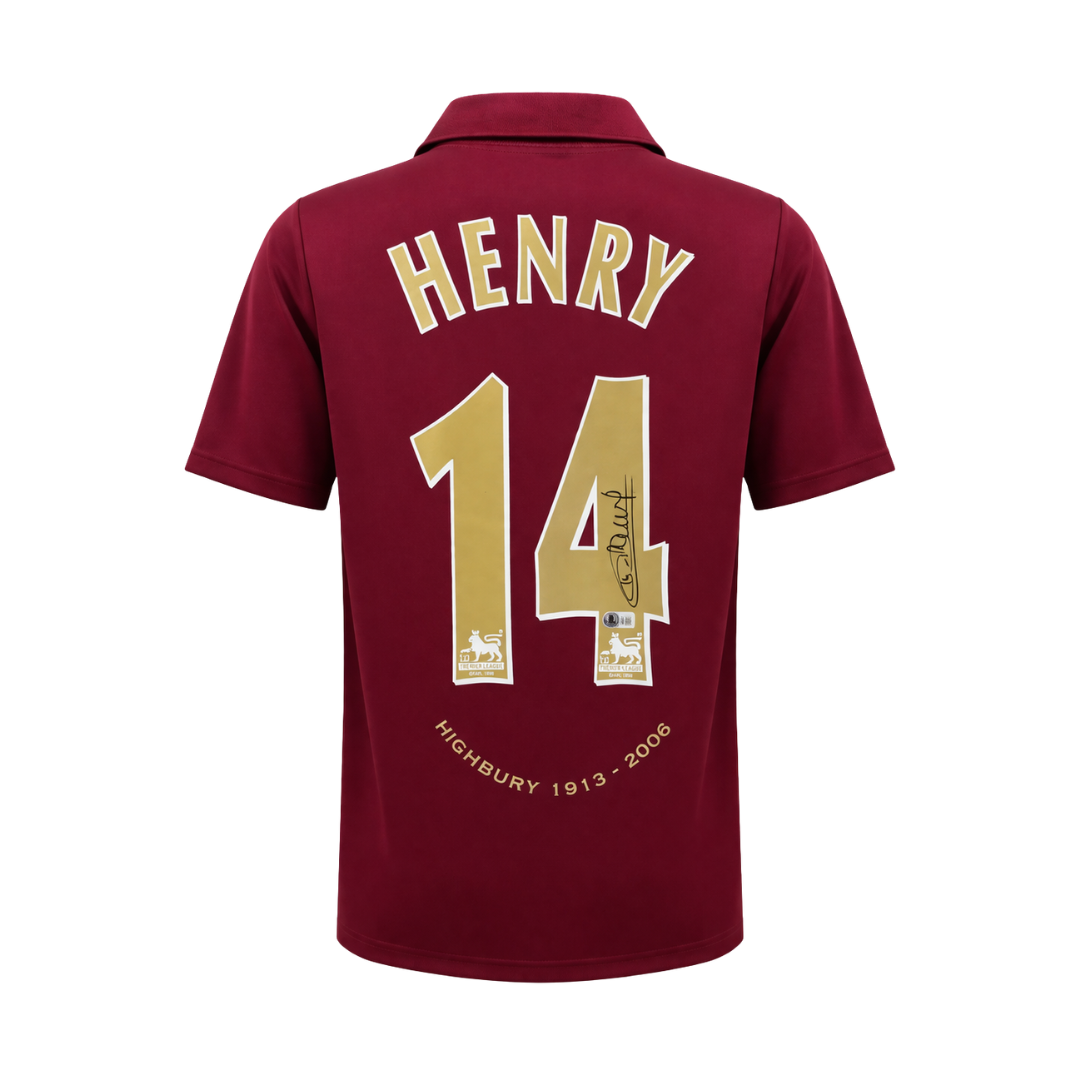 Framed Thierry Henry Signed Arsenal Away Soccer Jersey #14 with Beckett COA