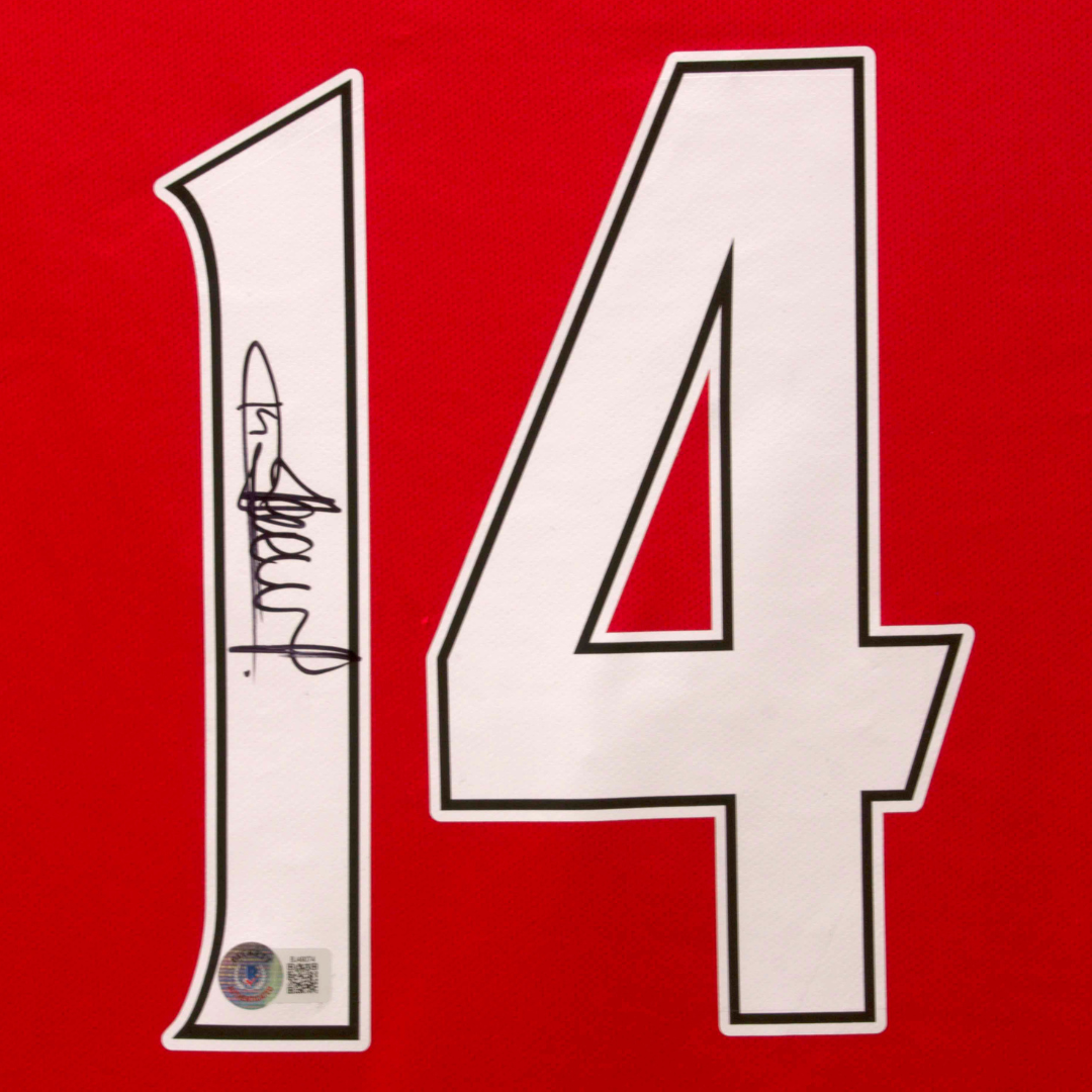 Framed Thierry Henry Signed Arsenal Home Soccer Jersey #14 with Beckett COA