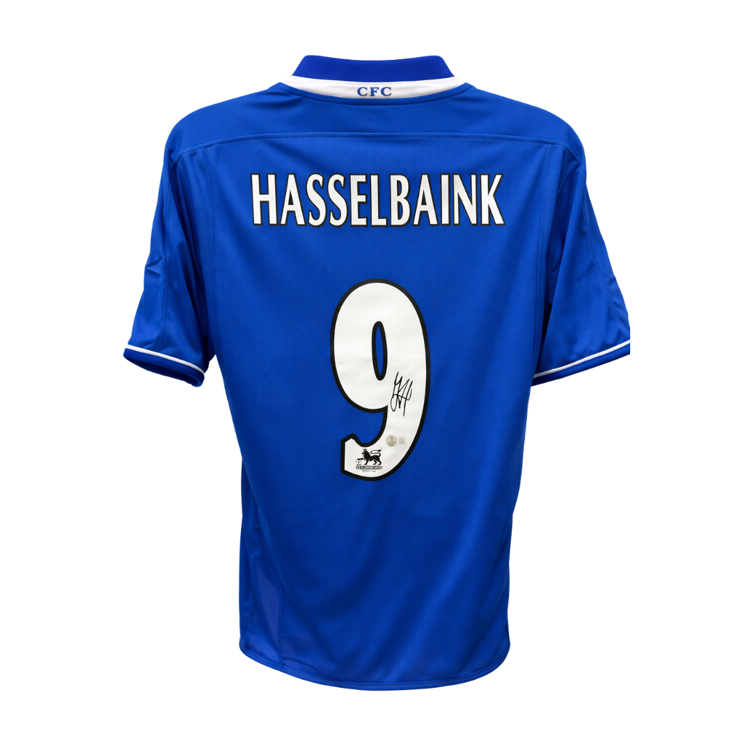 Framed Jimmy Floyd Hasselbaink Signed Chelsea Soccer Jersey #9 with Beckett COA