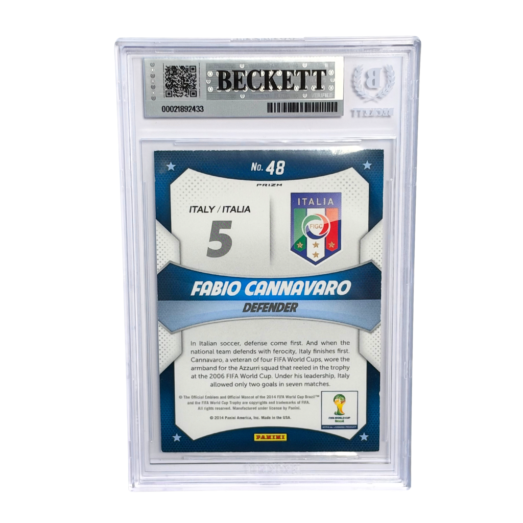 Fabio Cannavaro Signed 2014 Panini Prizm World Cup #48 Stars Prizm - BGS 10 Auto