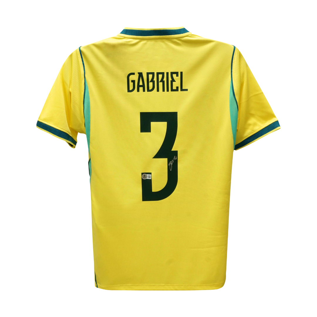 Framed Gabriel Signed Brazil FC Soccer Jersey #3 with Beckett COA