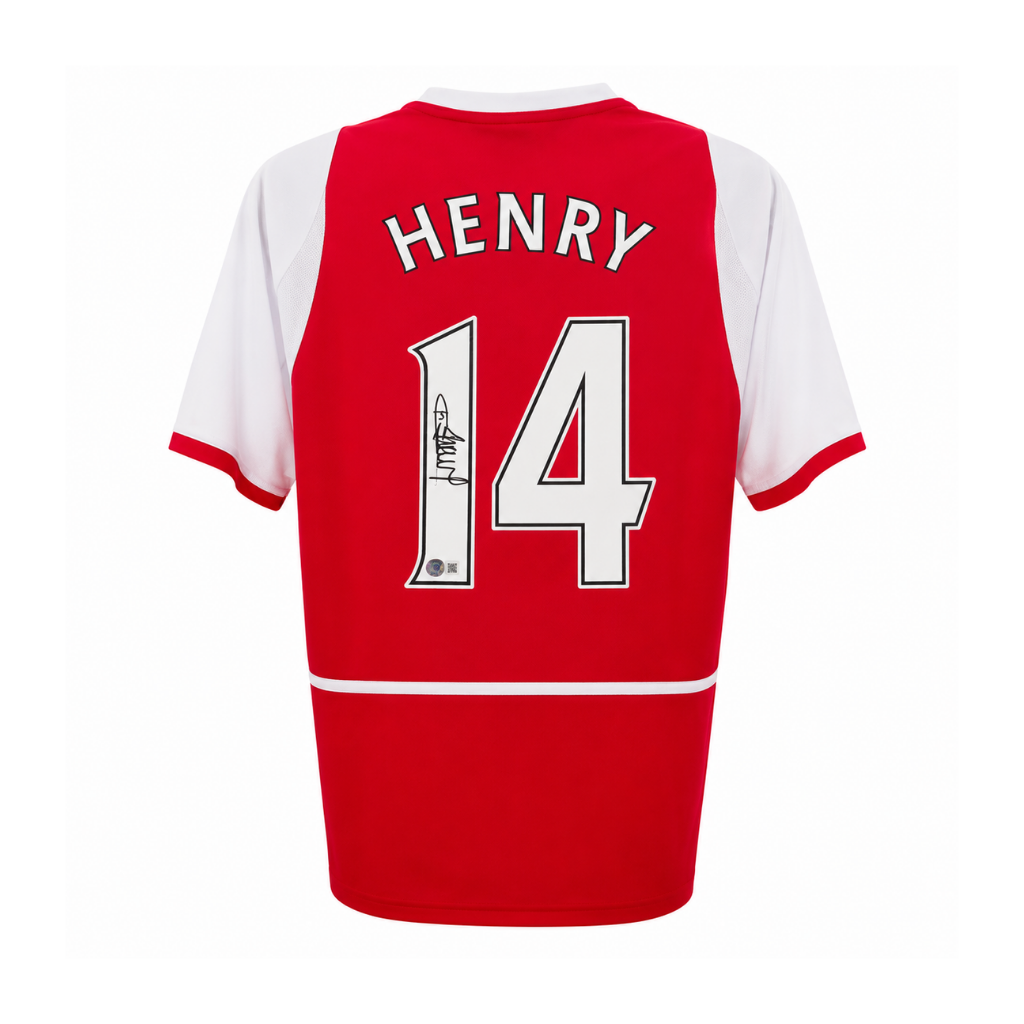 Framed Thierry Henry Signed Arsenal Home Soccer Jersey #14 with Beckett COA