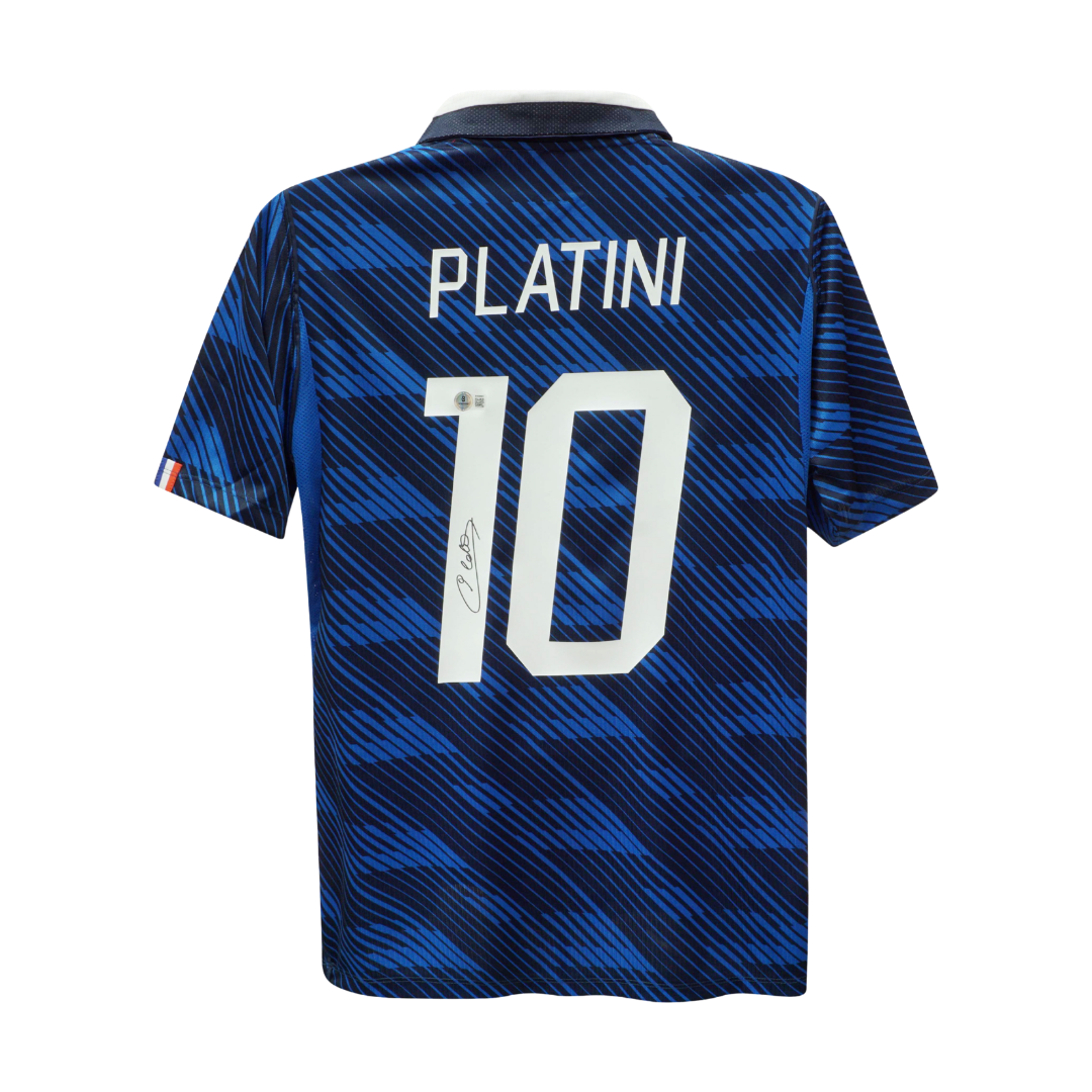 Framed Michel Platini Signed France Soccer Jersey #10 with Beckett COA
