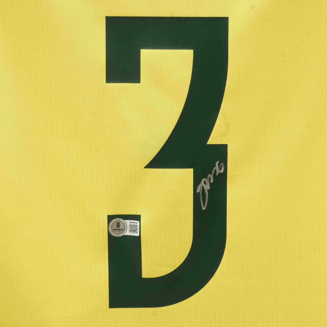 Framed Gabriel Signed Brazil FC Soccer Jersey #3 with Beckett COA