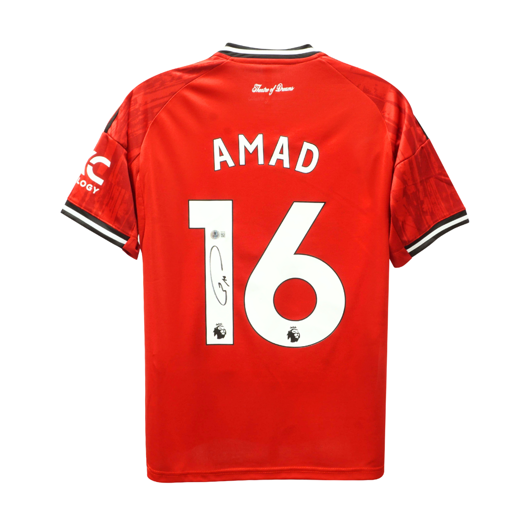 Amad Diallo Signed Manchester United Home Soccer Jersey #16 with Beckett COA