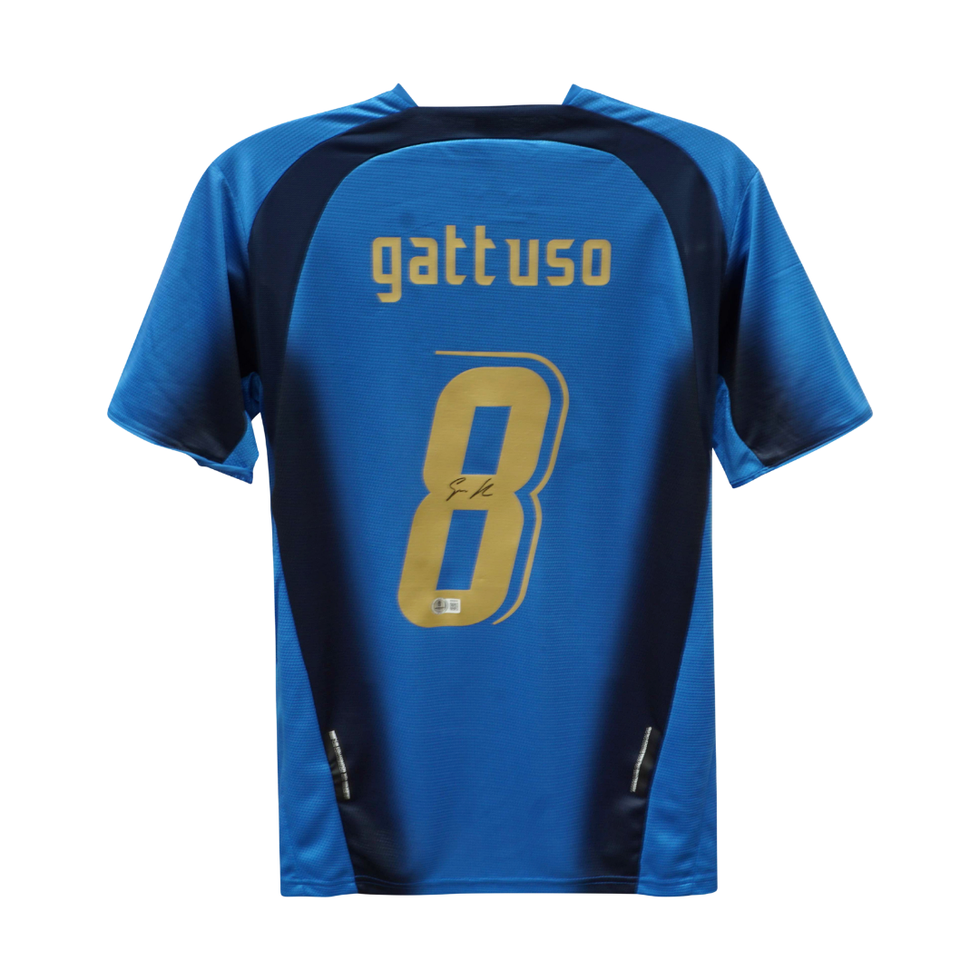 Framed Gennaro Gattuso Signed Italy Home Jersey #8 with Beckett COA