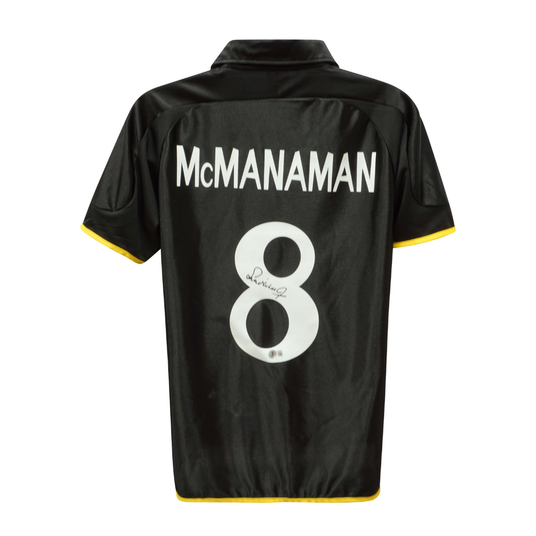 Framed Steve McManaman Signed Real Madrid Away Soccer Jersey #8 with Beckett COA
