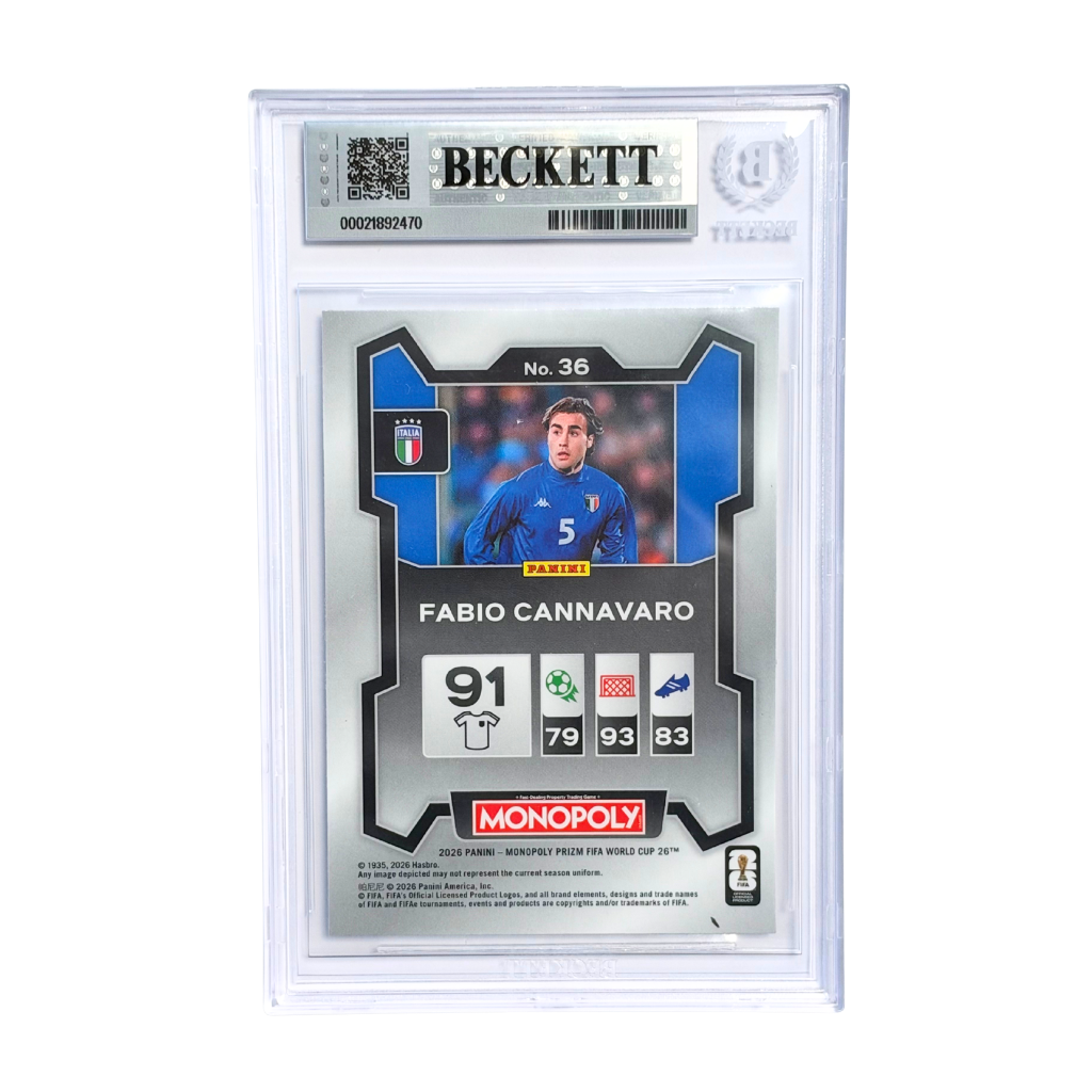 Fabio Cannavaro Signed 2026 Panini Prizm Monopoly World Cup - BGS 10 Autograph