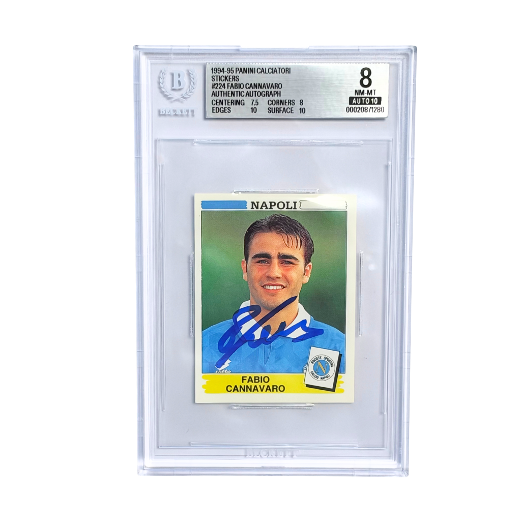 Fabio Cannavaro Signed 1994-95 Panini Calciatori Sticker #225 - BGS 8 AUTO 10