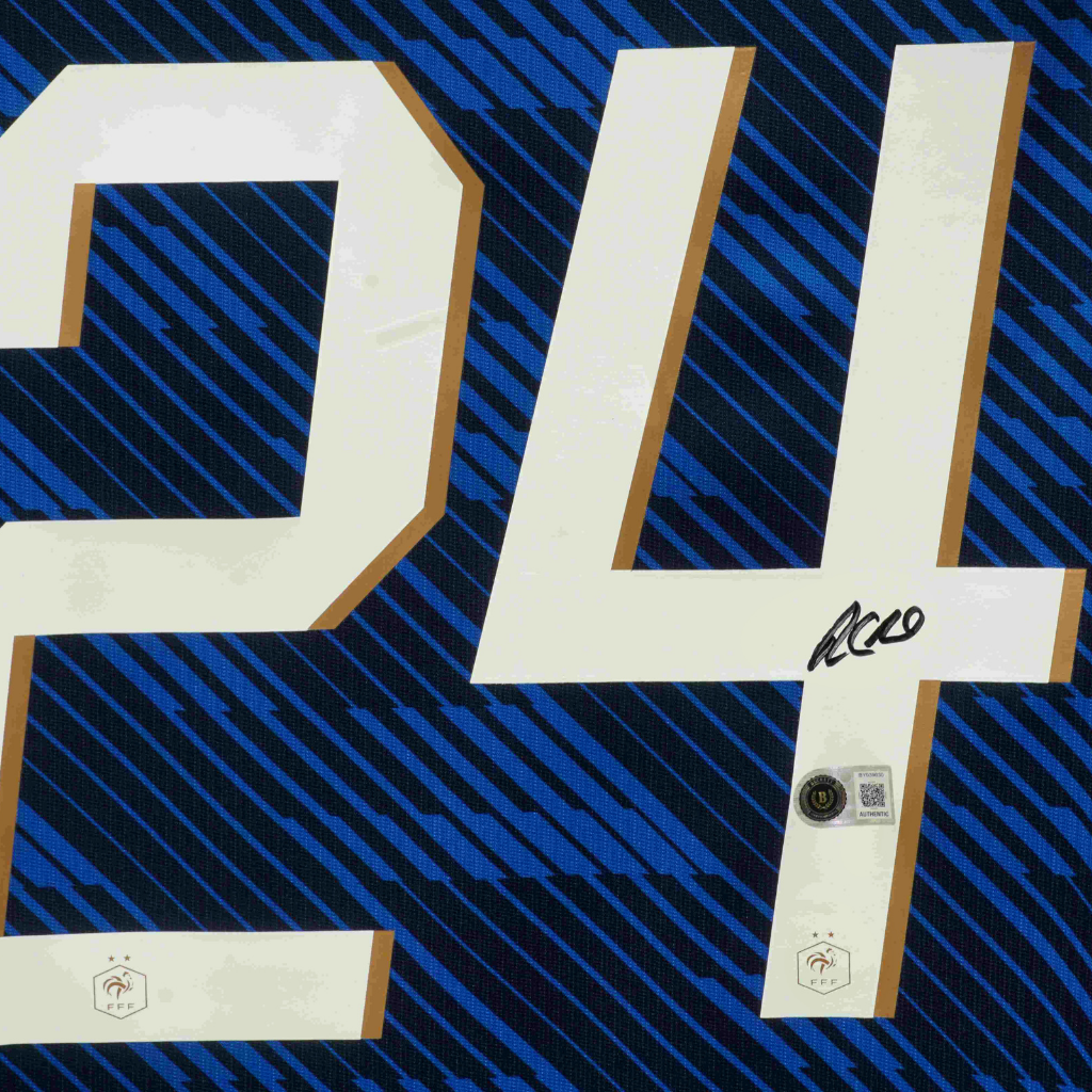 Framed Rayan Cherki Signed France Soccer Jersey #24 with Beckett COA