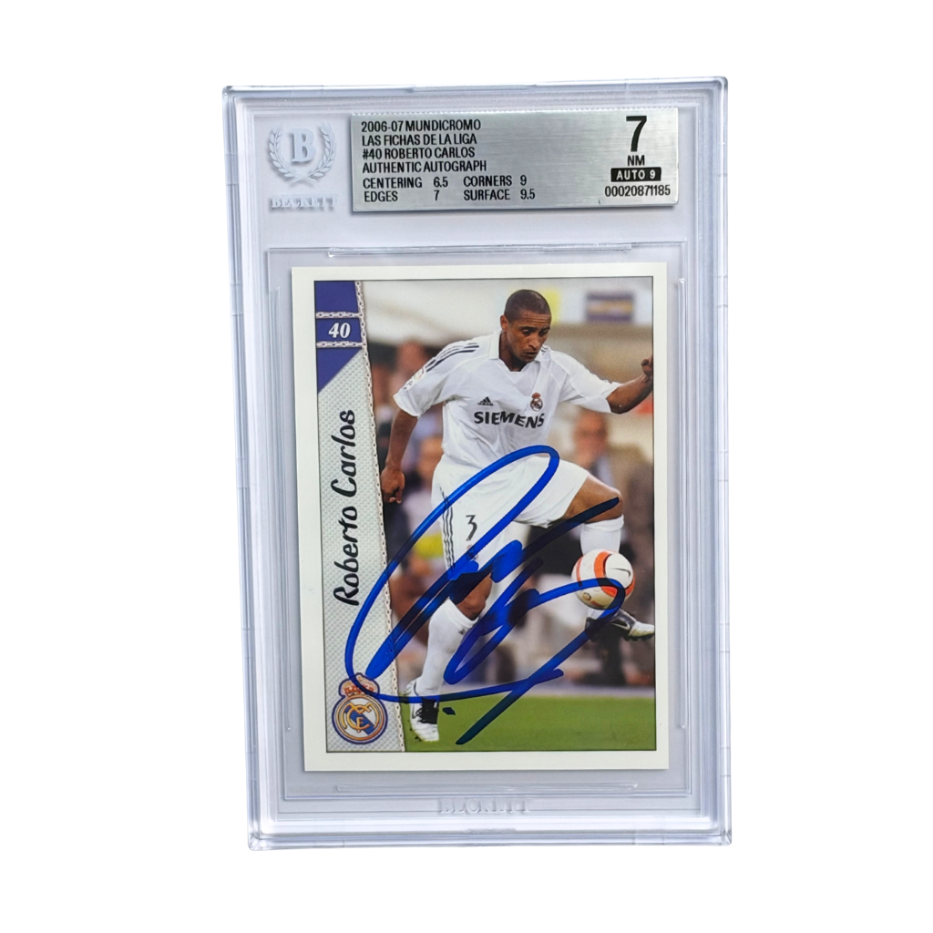 Roberto Carlos Signed 2006-07 Mundicromo Las Fichas De LaLiga #40 - BGS 7 AUTO 9