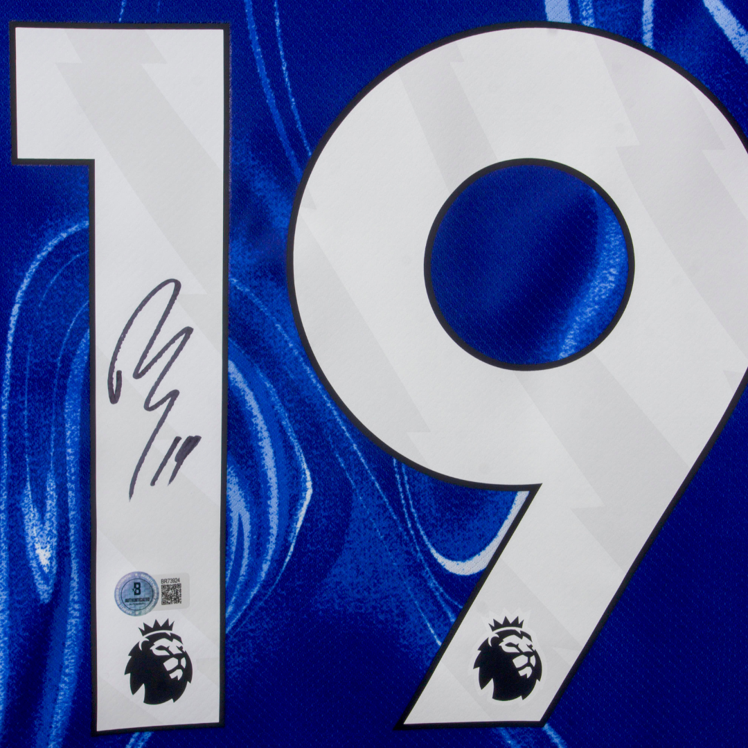 Jadon Sancho Signed Chelsea FC Home Soccer Jersey #19 with Beckett COA