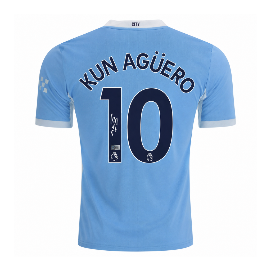 Sergio Aguero Signed 2026-27 Manchester City Home Jersey #10 with Beckett COA