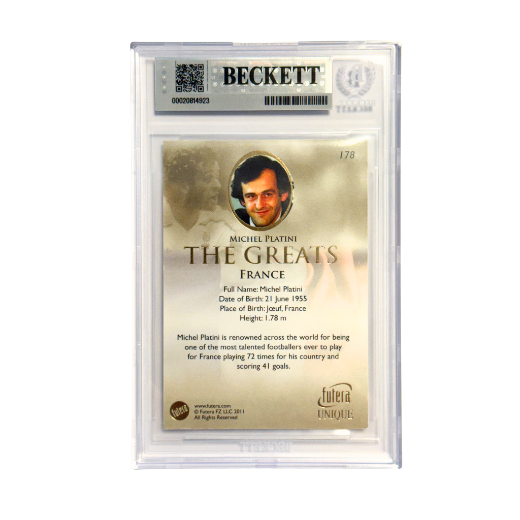 Michel Platini Signed 2011 Futera World Football Unique #178 - BGS 9 AUTO 9