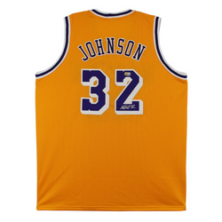 Magic Johnson Signed Los Angeles Lakers Basketball Jersey with Beckett Witness