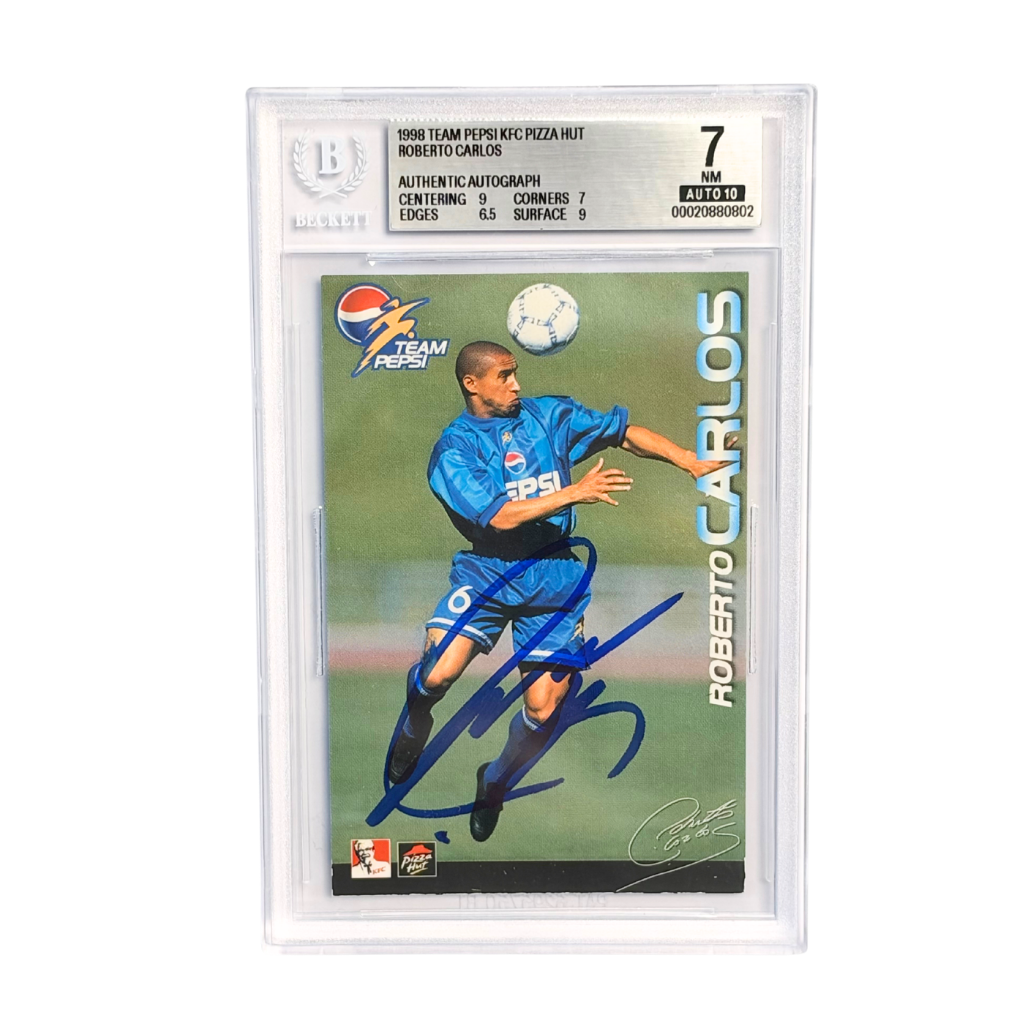 Roberto Carlos Signed 1998 Team Pepsi KFC Pizza Hut - BGS 7 AUTO 10