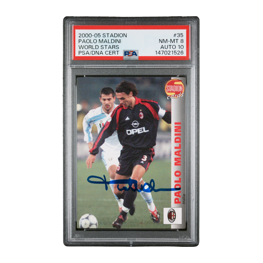 Paolo Maldini Signed 2000-05 Stadion World Stars #35 - PSA 8 AUTO 10