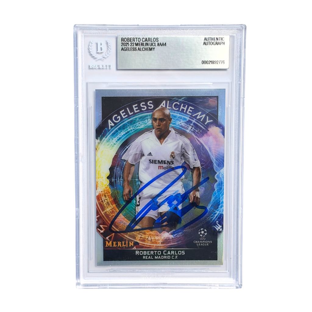Roberto Carlos Signed 2021-22 Topps Merlin UCL Ageless Alchemy - BGS Authentic
