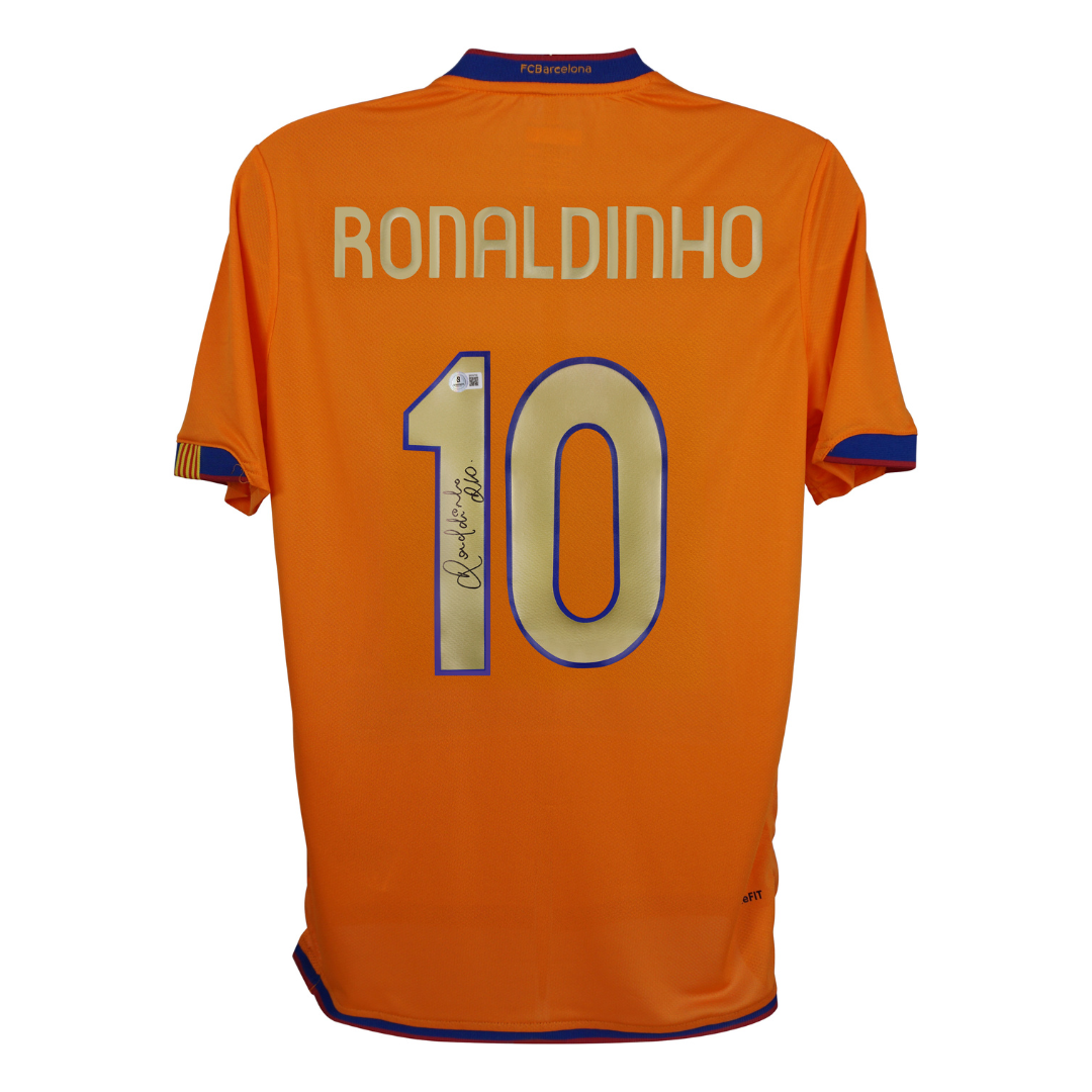 Ronaldinho Signed FC Barcelona Away Soccer Jersey #10 with Beckett COA