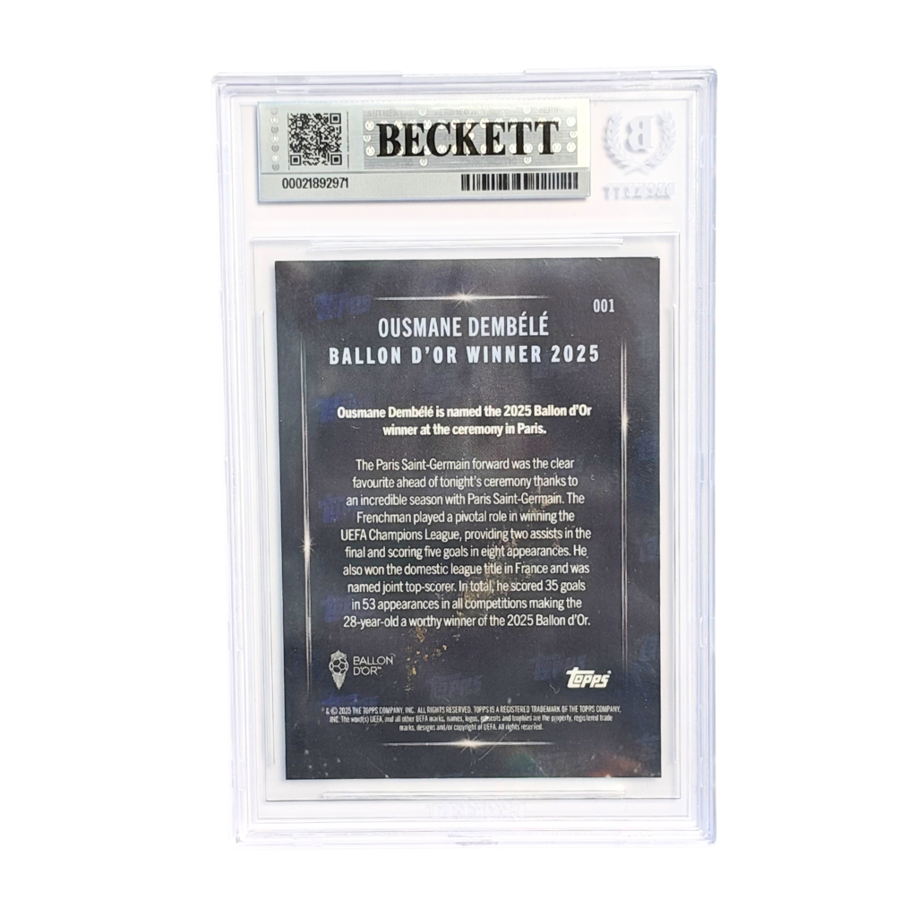 Ousmane Dembele Signed 2025 Topps Now Ballon D'Or #1 Winner Gold Sig - BGS AUTH