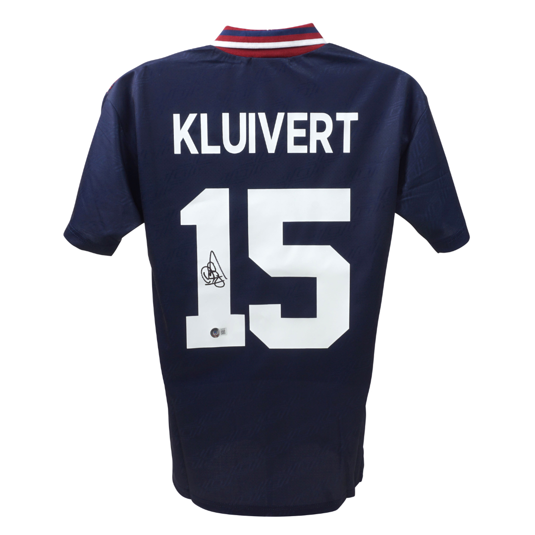 Patrick Kluivert Signed AFC Ajax Away Soccer Jersey #15 with Beckett COA