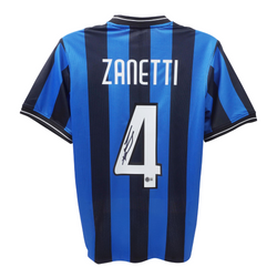 Javier Zanetti Signed Inter Milan Home Soccer Jersey #4 with Beckett COA