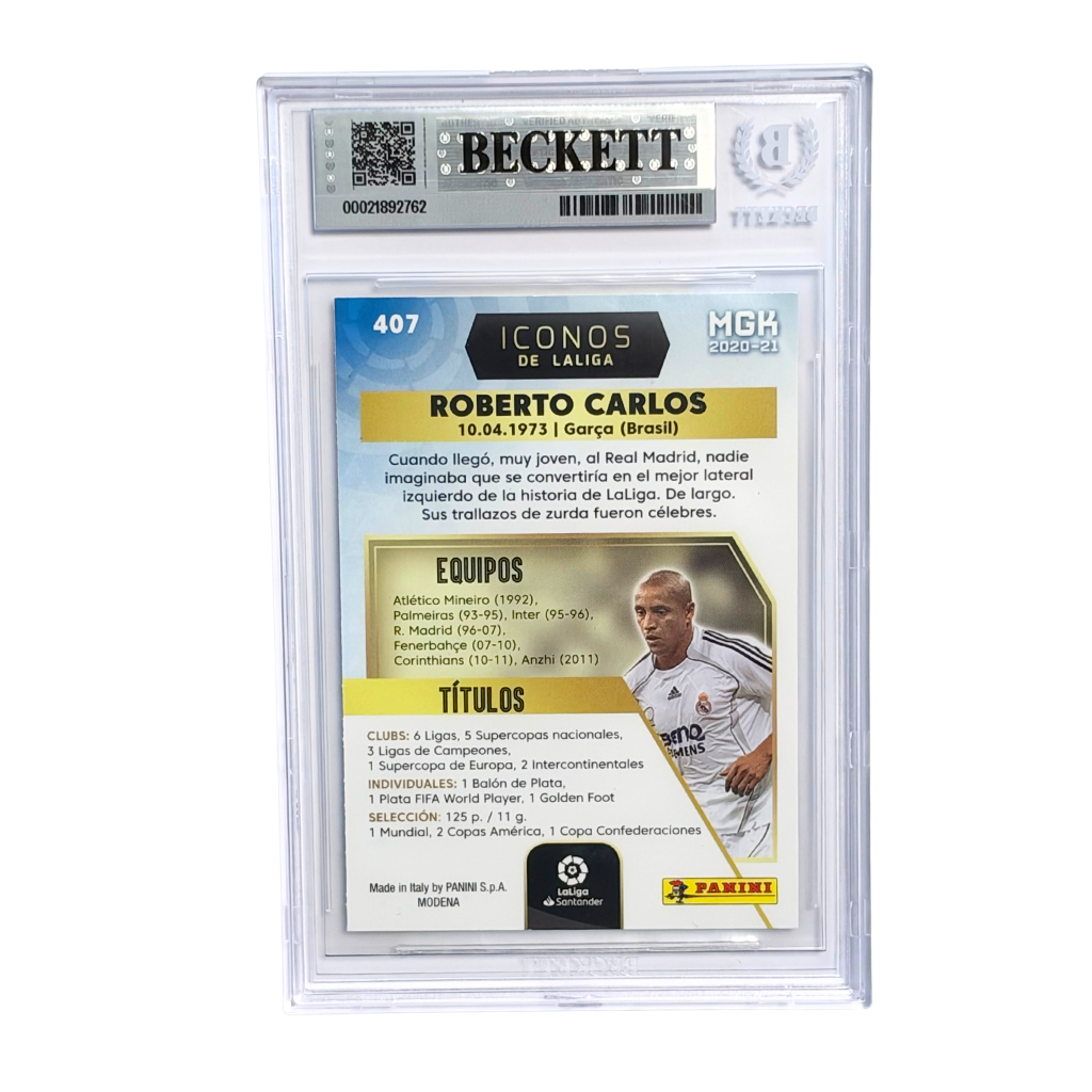 Roberto Carlos Signed 2020-21 Panini Megacracks LaLiga ICONOS - BGS Authentic