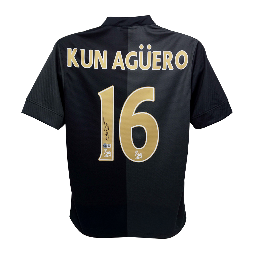 Sergio Aguero Signed Manchester City Away Soccer Jersey #16 with Beckett COA