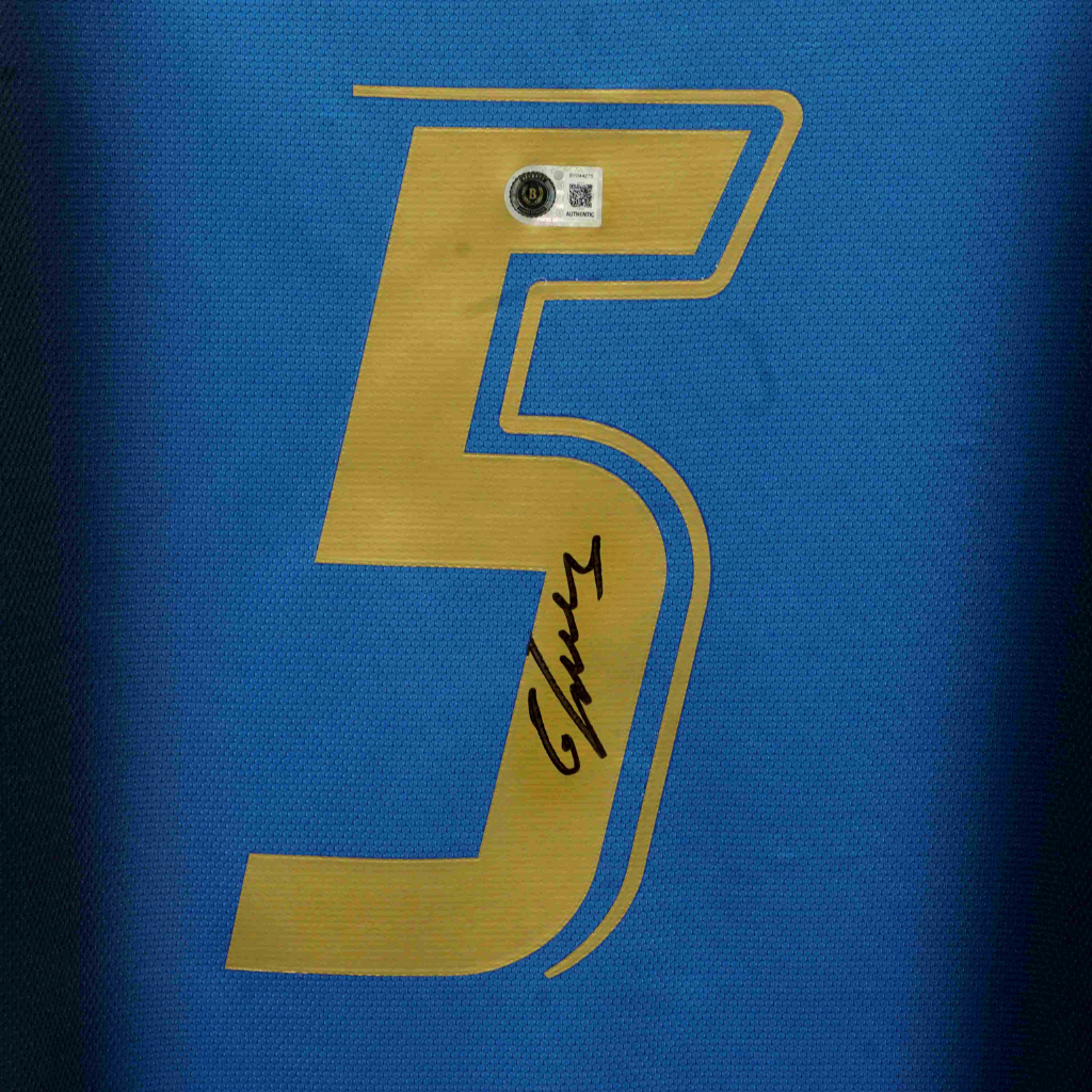 Framed Fabio Cannavaro Signed Italy FC Home Soccer Jersey #5 with Beckett COA