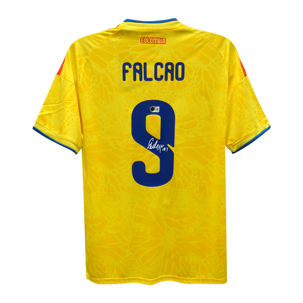 Framed Radamel Falcao Signed Colombia Soccer Jersey #9 with Beckett COA
