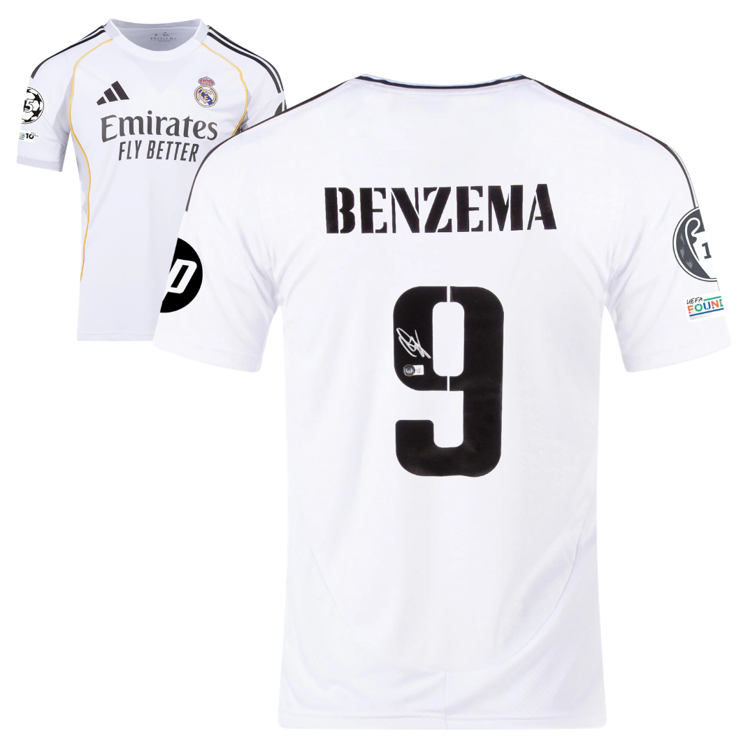 Karim Benzema Signed Real Madrid FC 2025-26 Soccer Jersey #9 with Beckett COA