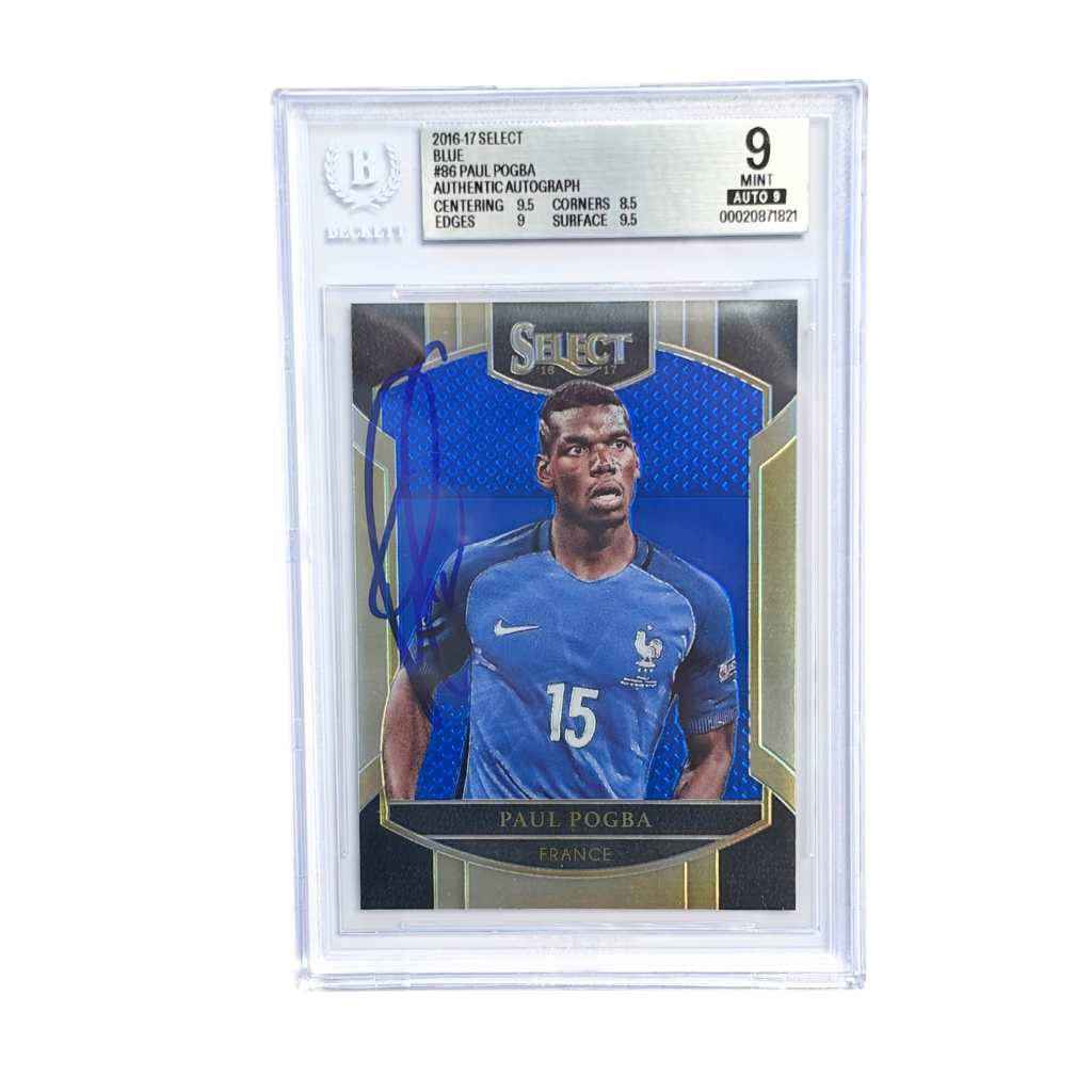 Paul Pogba Signed 2016-17 Panini Select Soccer Blue /299 #86 - BGS 9 AUTO 9