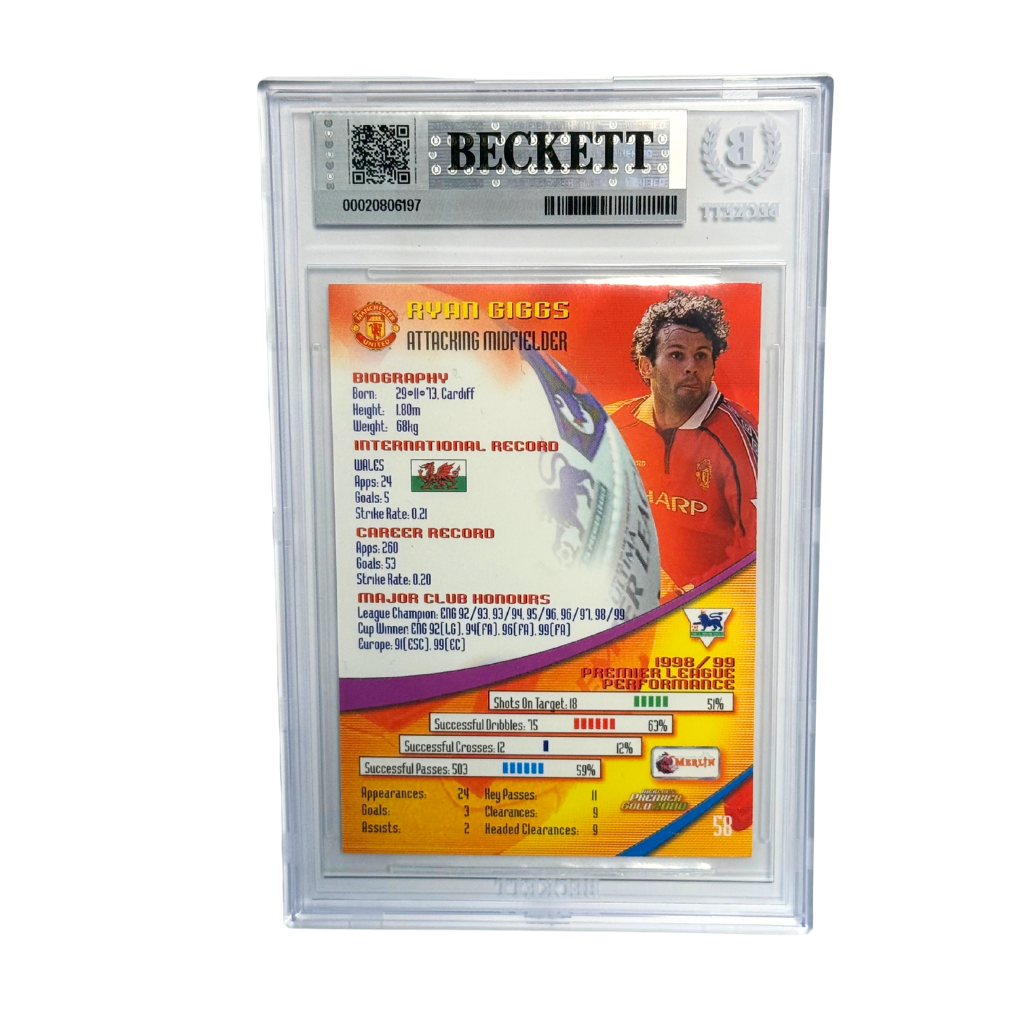 Ryan Giggs Signed 1999-00 Merlin Premier Gold #58 England - BGS AUTO 9