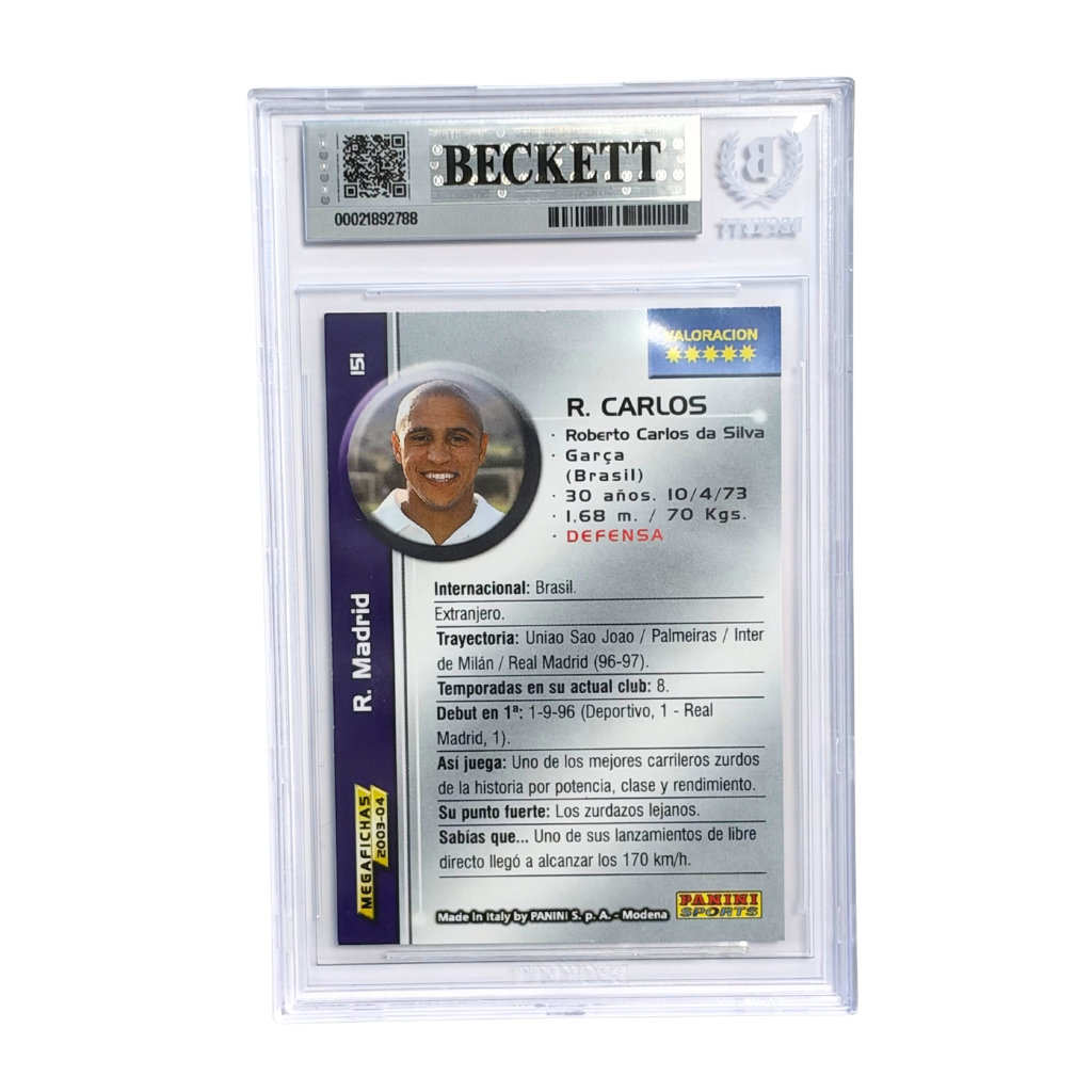 Roberto Carlos Signed 2003-04 Panini Liga Megafichas #151 - BGS Authentic
