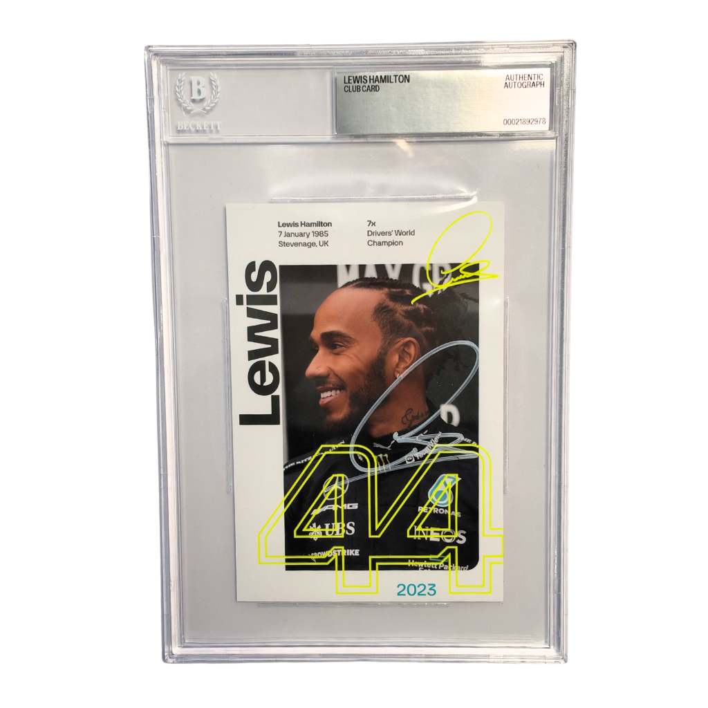 Lewis Hamilton Signed Formula 1 Racing Club Card with Beckett COA