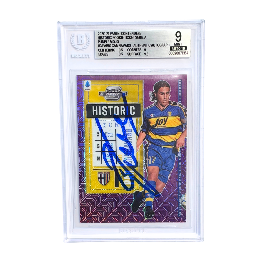 Fabio Cannavaro Signed 2020-21 Panini Contenders Historic Ticket Purple - BGS 9