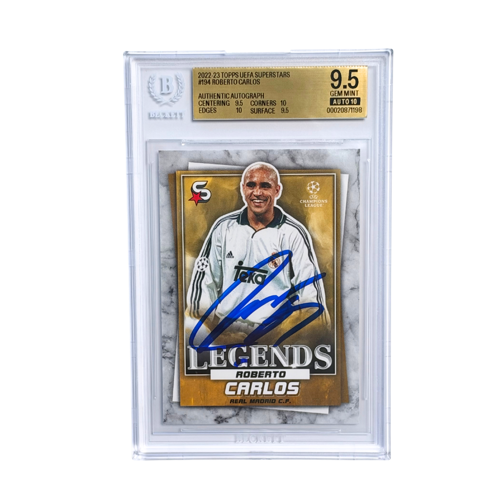 Roberto Carlos Signed 2022-23 Topps UEFA Superstars #194 - BGS 9.5 AUTO 10