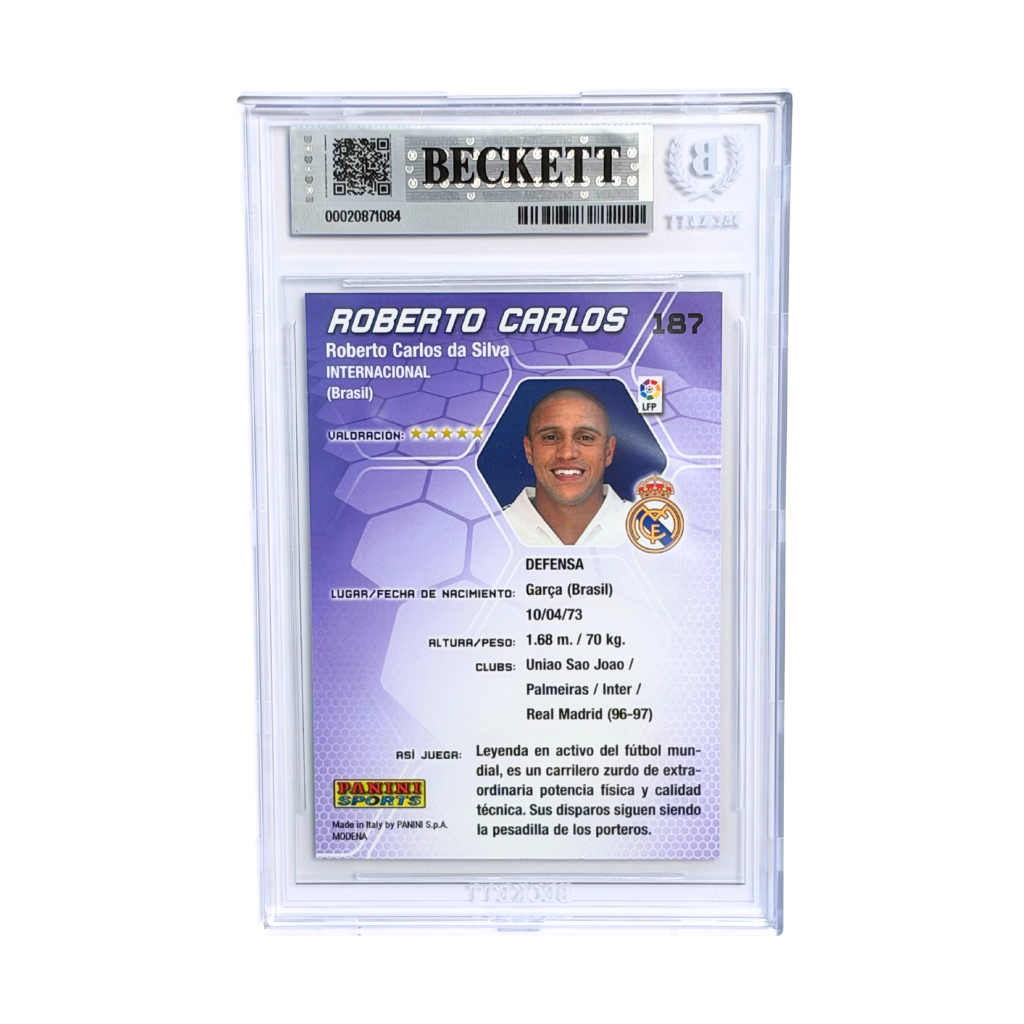 Roberto Carlos Signed 2005-06 Panini Megacracks LaLiga #187 - BGS 7.5 AUTO 10